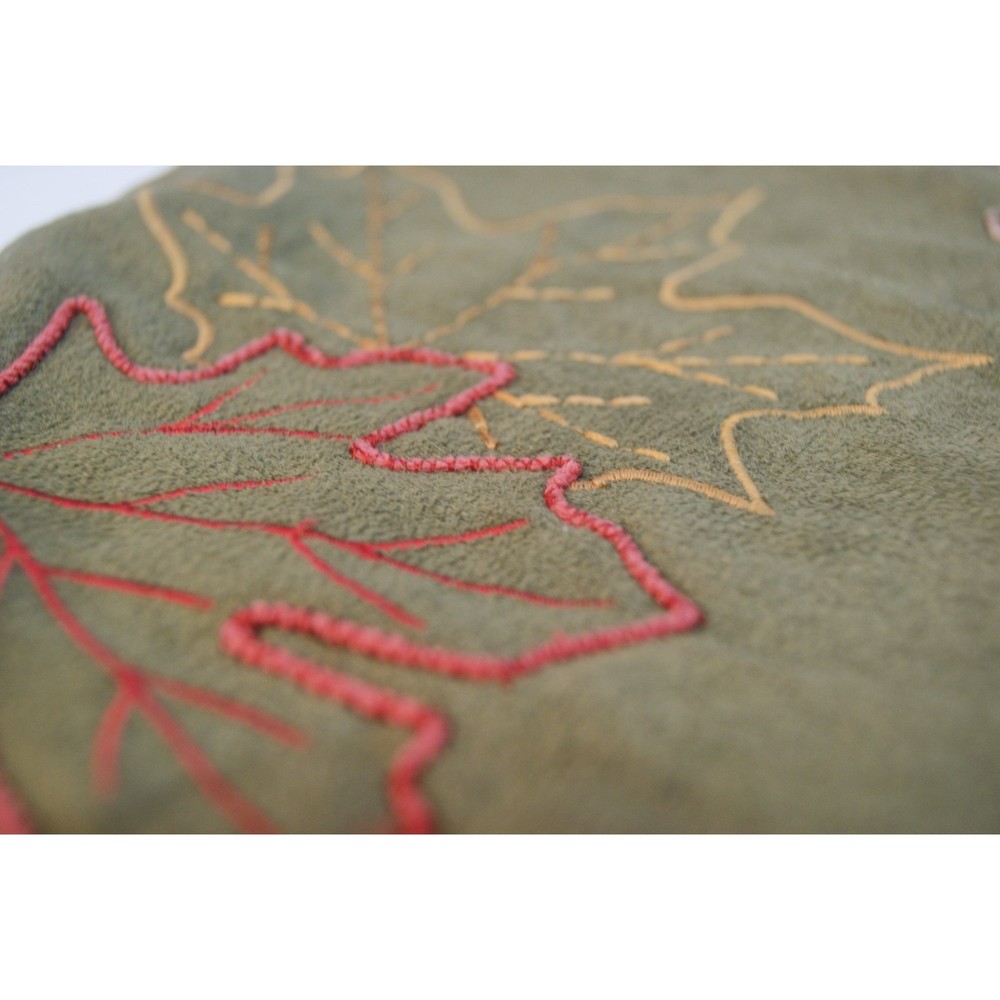 Set of 4 Sonoma Life+Style Placemats Autumn Leaves Faux Suede Embroidered